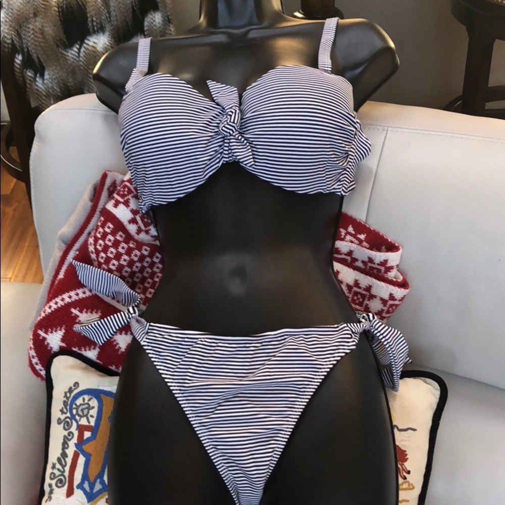 Brand New Black and white striped Bikini